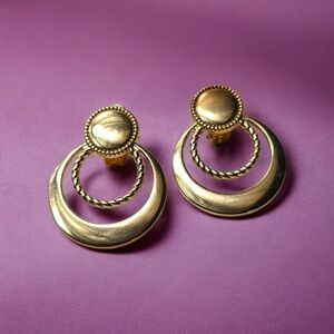 Elegant Gold Hoop Clip On  Earrings